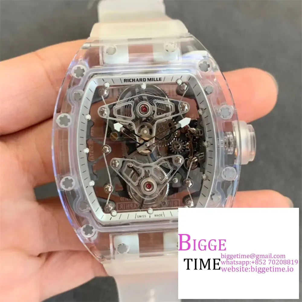 Rm056 Transparent Tourbillon Skeleton Dial Rubber Strap Eurf Tourb Option1 Richard Mille