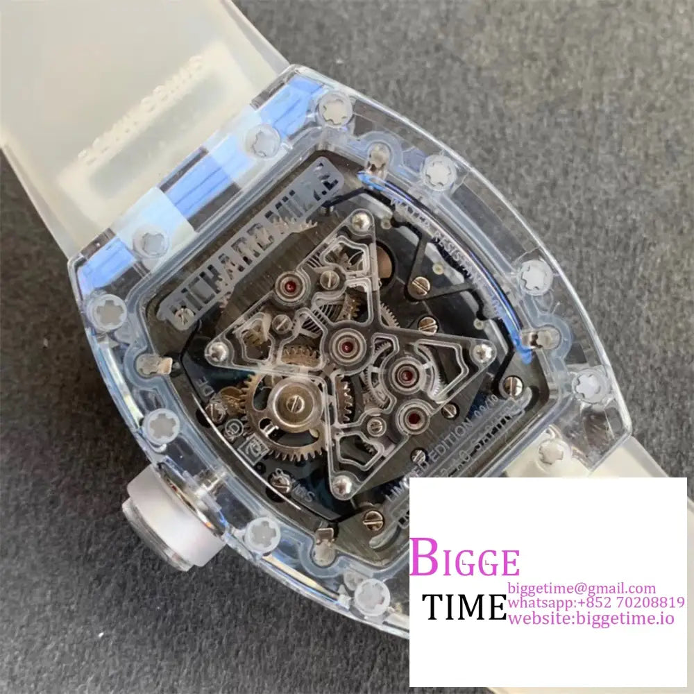 Rm056 Transparent Tourbillon Skeleton Dial Rubber Strap Eurf Tourb Richard Mille