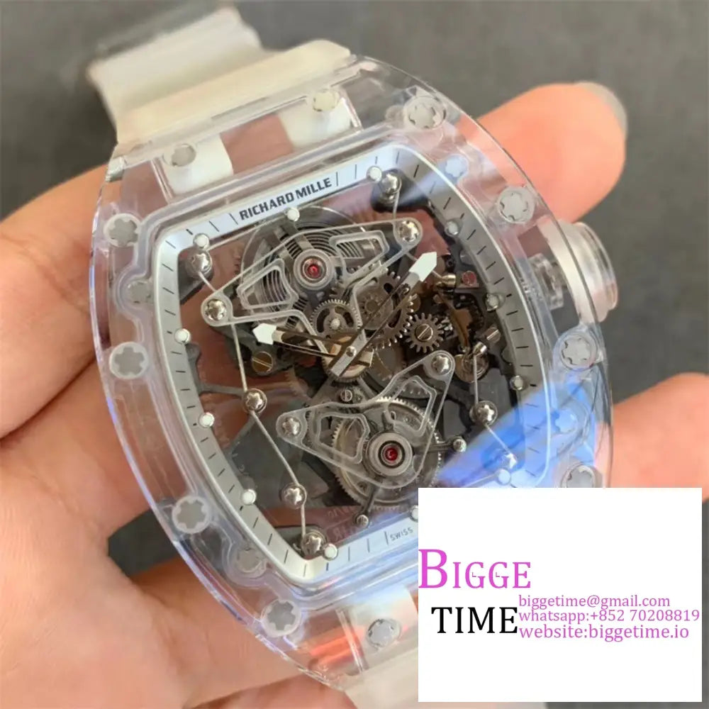 Rm056 Transparent Tourbillon Skeleton Dial Rubber Strap Eurf Tourb Richard Mille