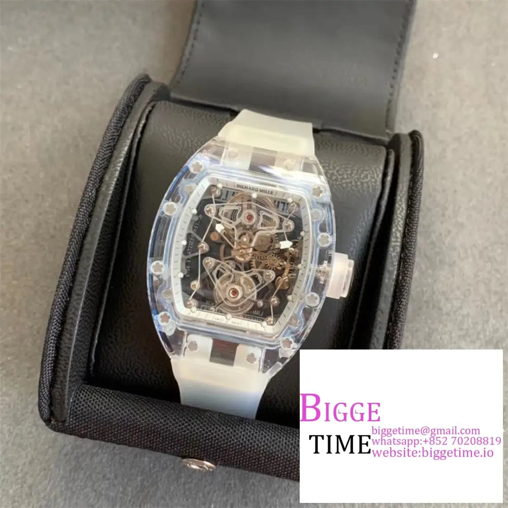 Rm056 Transparent Tourbillon Skeleton Dial Rubber Strap Eurf Tourb Richard Mille