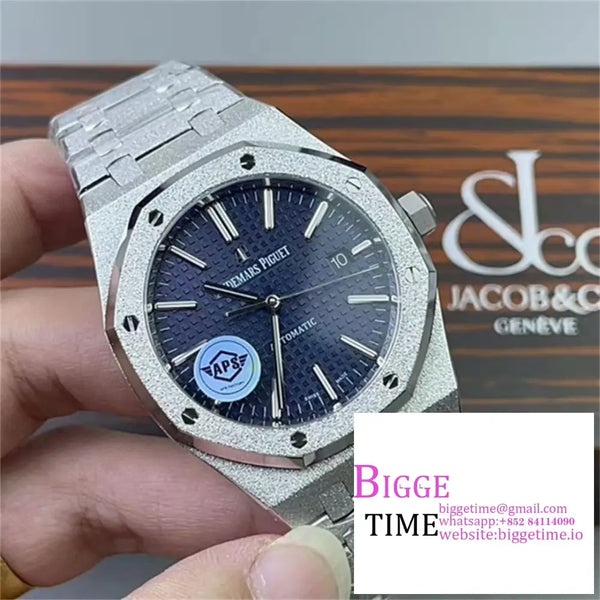 Ap Royal Oak 41Mm 15400 Frosted Gold Blue Dial Ss Bracelet Apsf A3120 Option1 Audemars Piguet