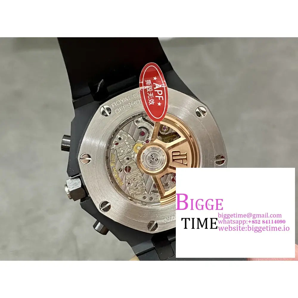Ap Royal Oak Offshore 42Mm Ceramic Bezel Black Dial Rubber Strap Apf A7750 Audemars Piguet