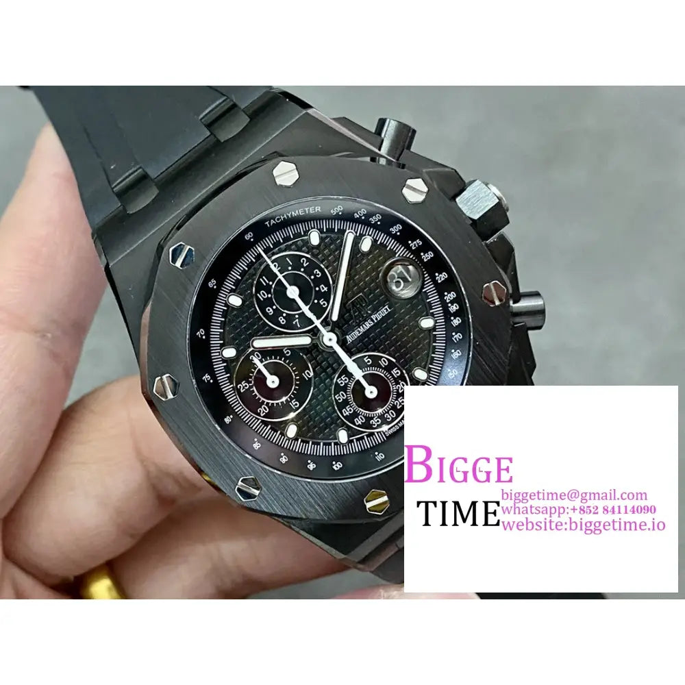 Ap Royal Oak Offshore 42Mm Ceramic Bezel Black Dial Rubber Strap Apf A7750 Audemars Piguet