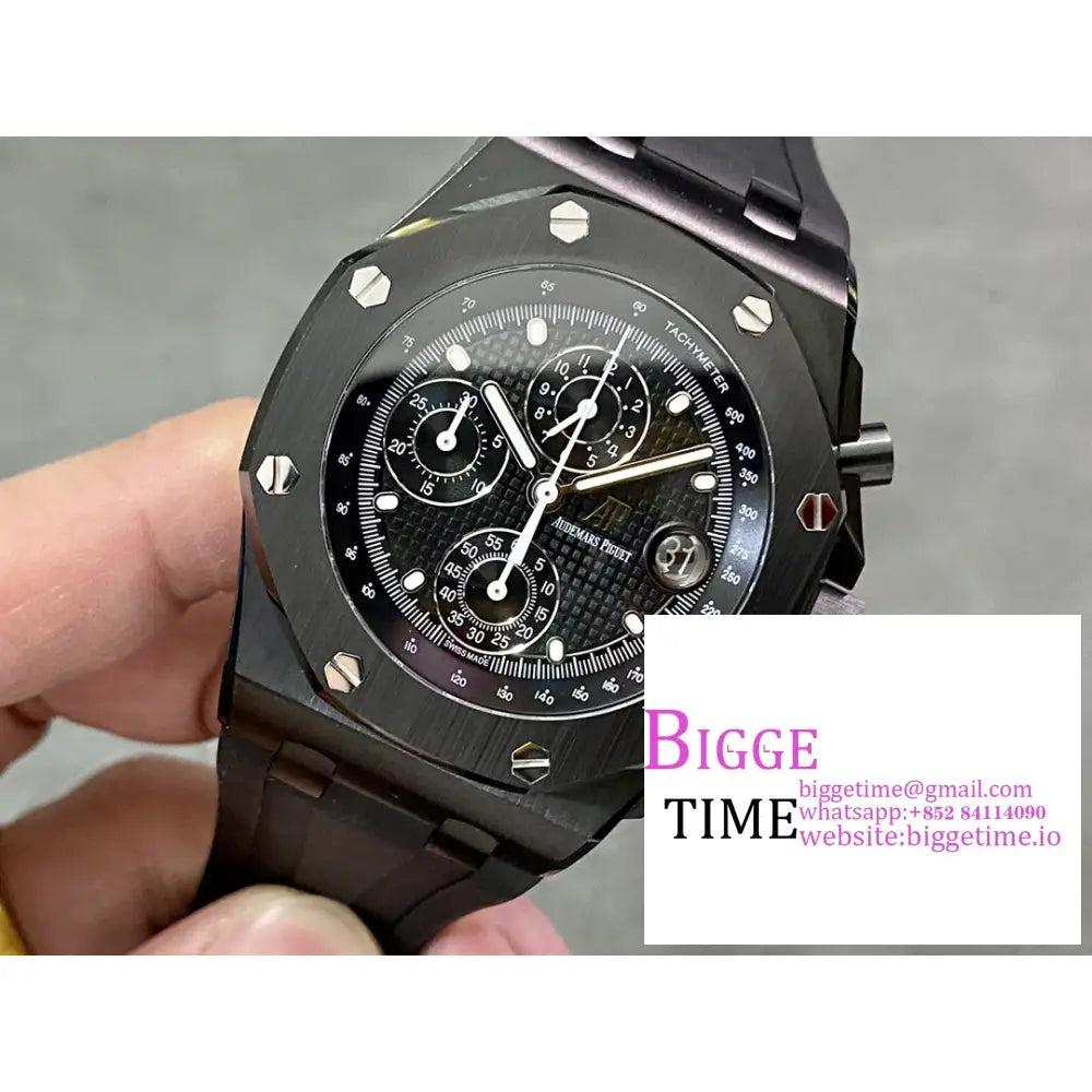 Ap Royal Oak Offshore 42Mm Ceramic Bezel Black Dial Rubber Strap Apf A7750 Audemars Piguet