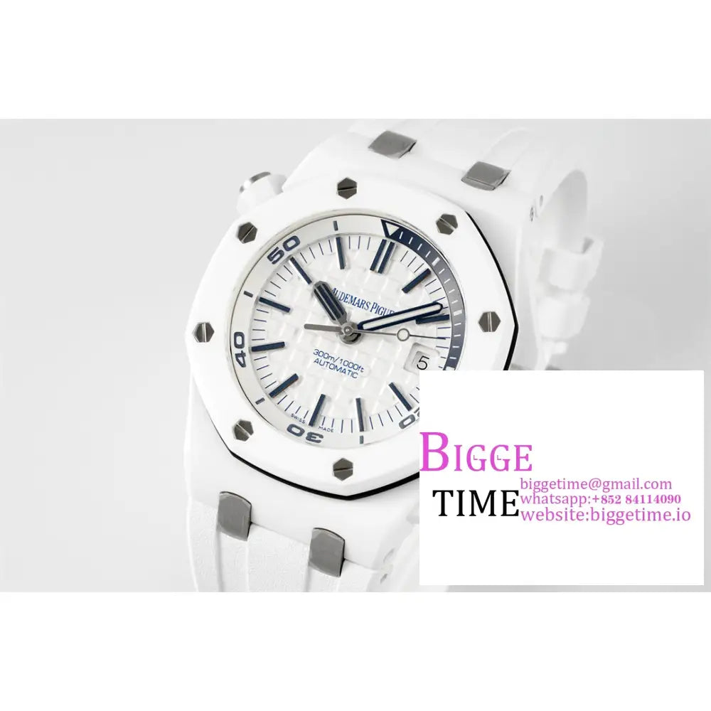 Ap Royal Oak Offshore 42Mm 15707 Ceramic Bezel White Dial Rubber Strap Apsf Sa3120 Audemars Piguet