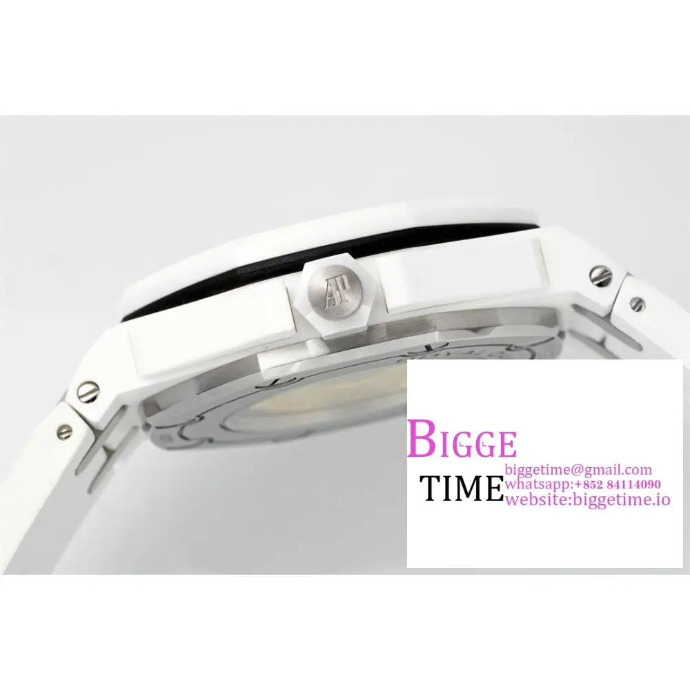 Ap Royal Oak Offshore 42Mm 15707 Ceramic Bezel White Dial Rubber Strap Apsf Sa3120 Audemars Piguet
