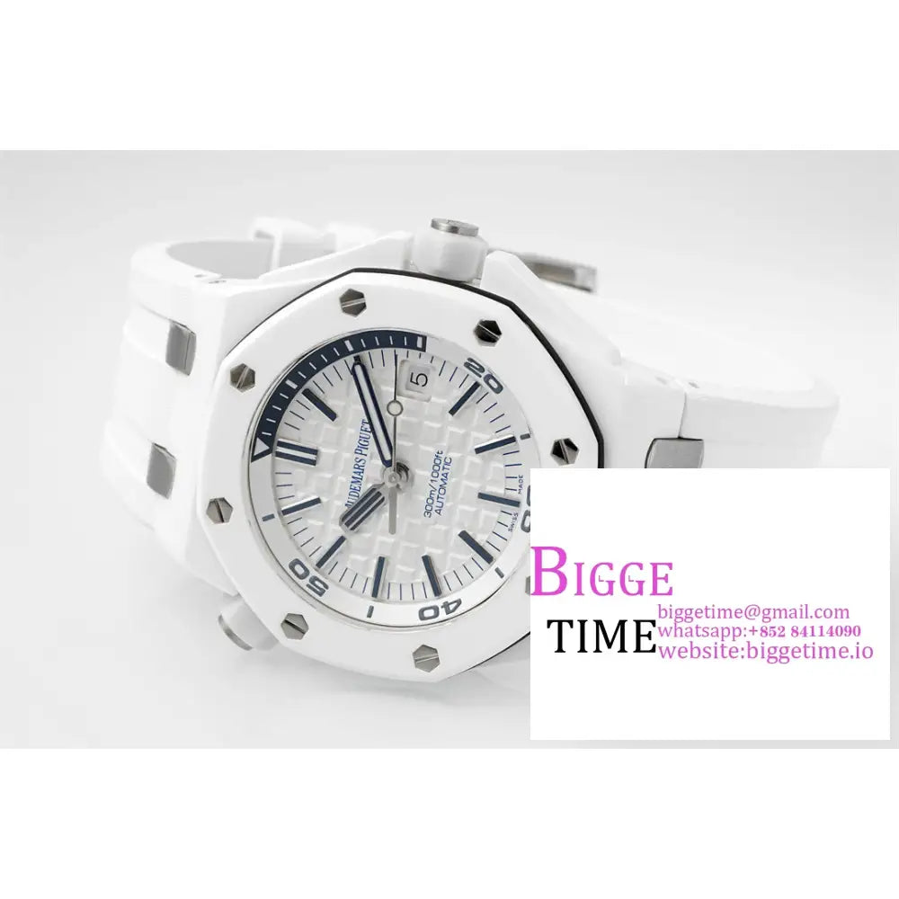 Ap Royal Oak Offshore 42Mm 15707 Ceramic Bezel White Dial Rubber Strap Apsf Sa3120 Audemars Piguet