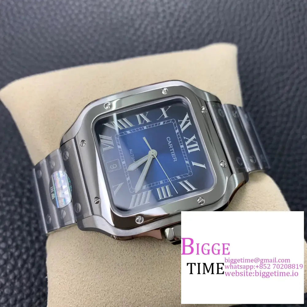 Santos Large 40Mm Blue Dial Ss Bracelet Bvf My9015 Cartier