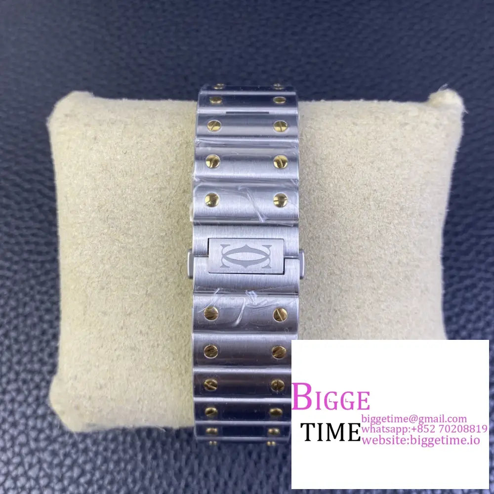 Santos Large 40Mm Yg Bezel White Dial Yg/Ss Bracelet Bvf My9015 Cartier