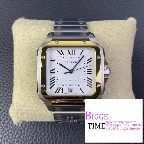 Santos Large 40Mm Yg Bezel White Dial Yg/Ss Bracelet Bvf My9015 Option1 Cartier