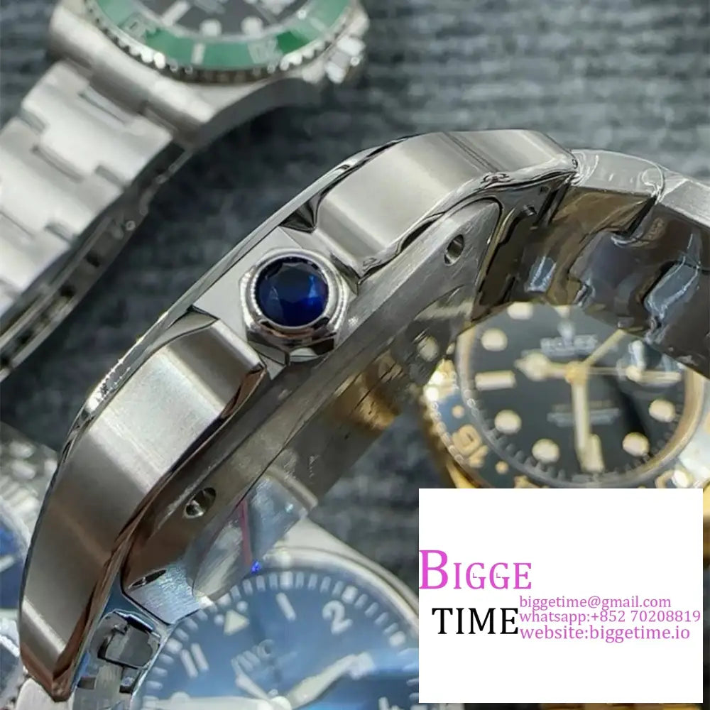 Santos Medium 35Mm Blue Dial Ss Bracelet Bvf My9015 Cartier