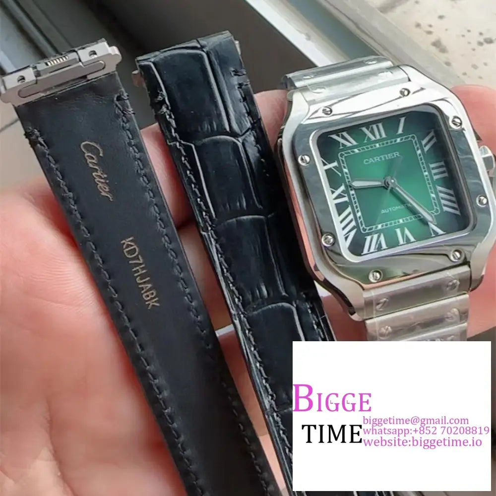 Santos Medium 35Mm Green Dial Ss Bracelet Bvf My9015 Cartier