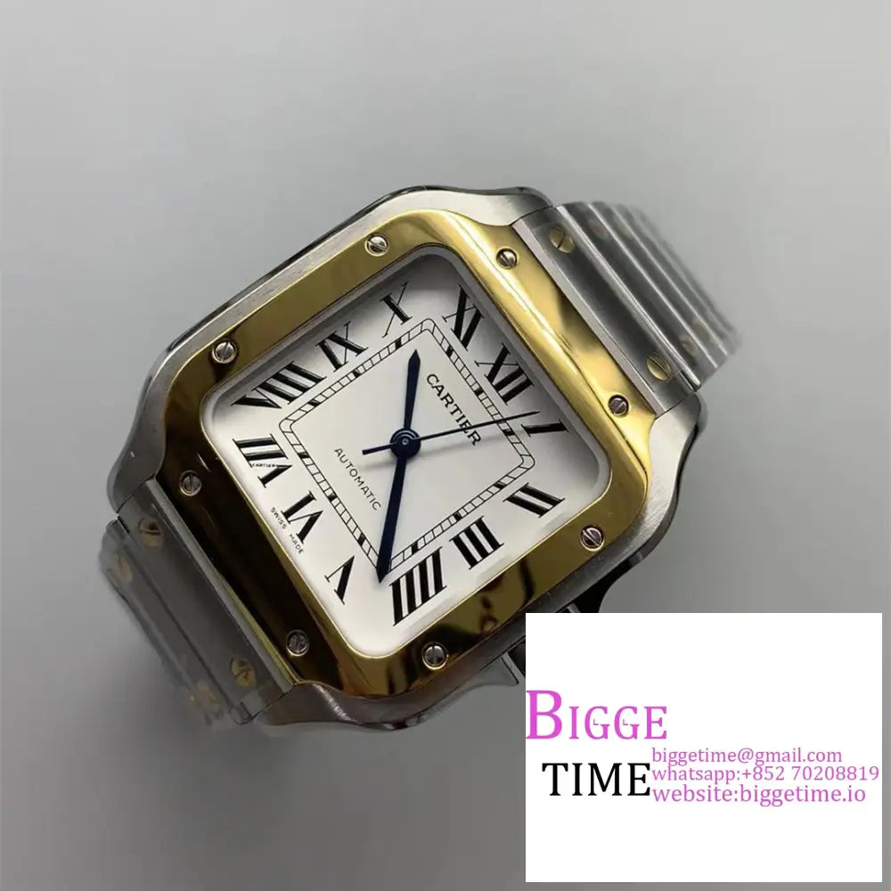 Santos Medium 35Mm Yg White Dial Ss Bracelet Bvf My9015 Cartier