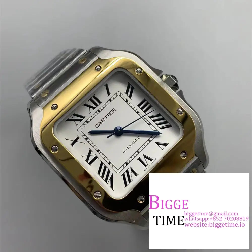 Santos Medium 35Mm Yg White Dial Ss Bracelet Bvf My9015 Cartier