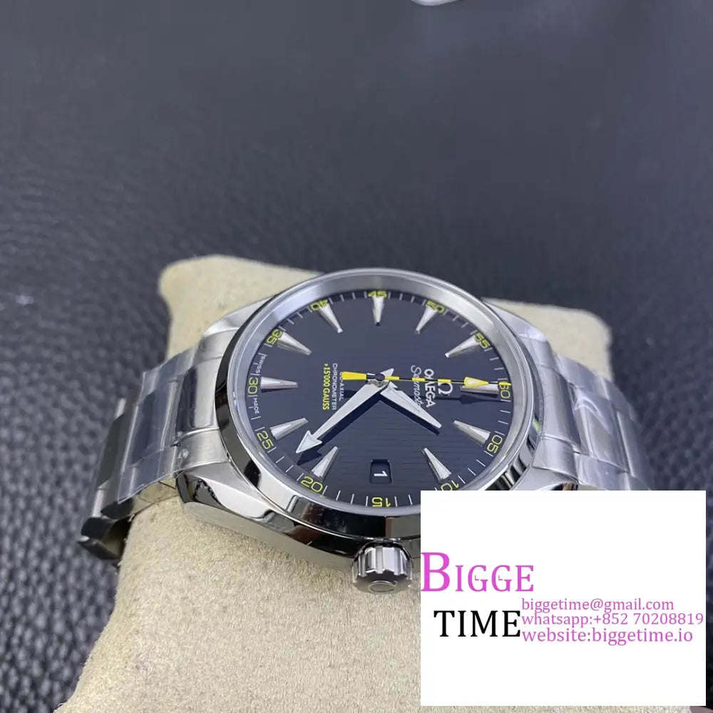 Seamaster 41Mm Aqua Terra 150M Black Dial Yellow Hand Ss Bracelet Vsf A8500 Omega