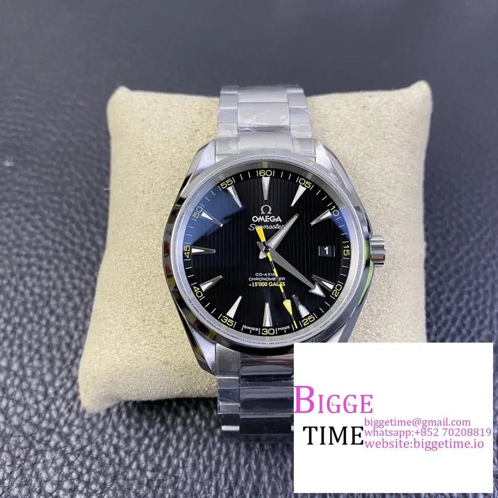 Seamaster 41Mm Aqua Terra 150M Black Dial Yellow Hand Ss Bracelet Vsf A8500 Option1 Omega