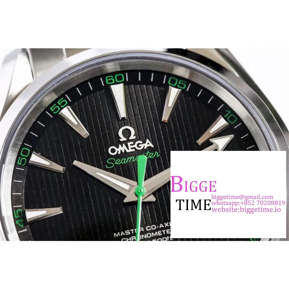 Seamaster 41Mm Aqua Terra 150M Black Textured Dial Green Hand Ss Bracelet Vsf A8500 Omega