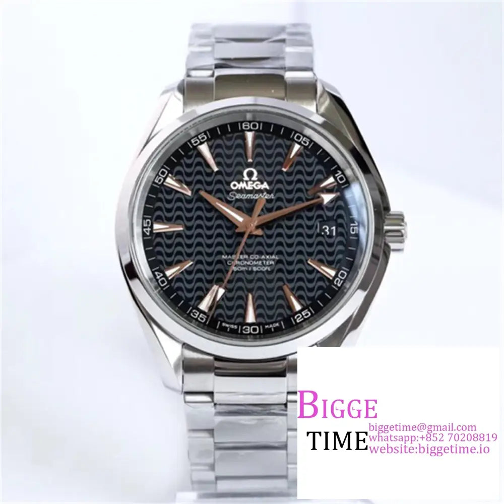 Seamaster 41Mm Aqua Terra 150M Black Textured Dial Yg Hand Ss Bracelet Vsf A8500 Option1 Omega