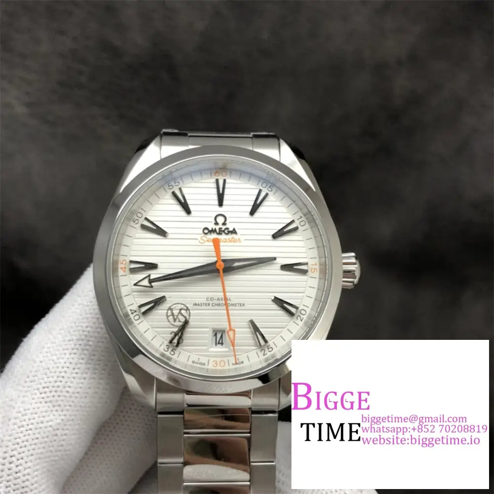 Seamaster 41Mm Aqua Terra 150M White Dial Orange Hand Ss Bracelet Vsf A8900 Option1 Omega