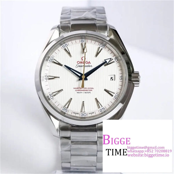 Seamaster 41Mm Aqua Terra 150M White Textured Dial Yg Hand Ss Bracelet Vsf A8500 Option1 Omega