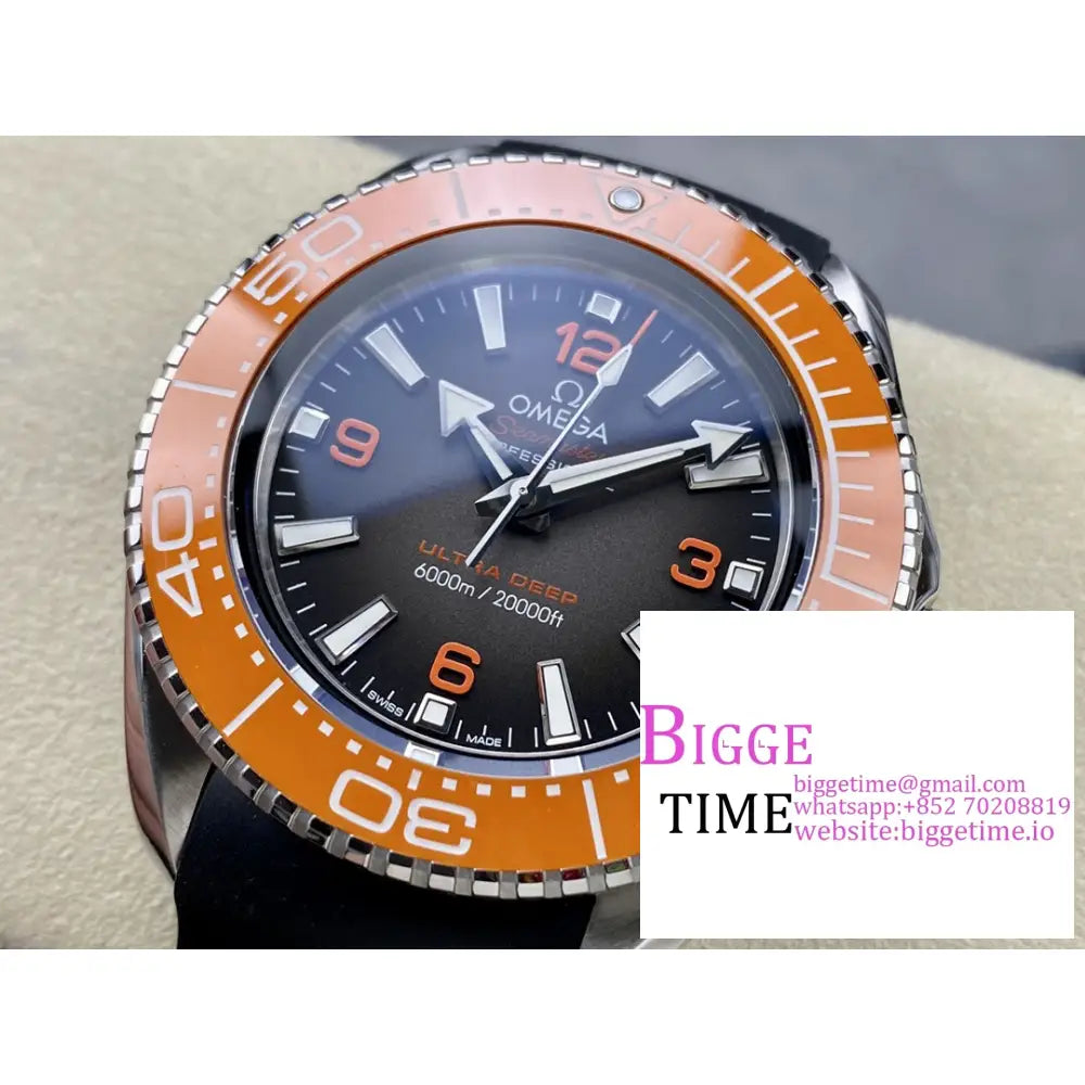 Seamaster 6000M Ultra Deep 45.5Mm Brown Dial Orange Bezel Black Rubber Strap Vsf A8912 Omega