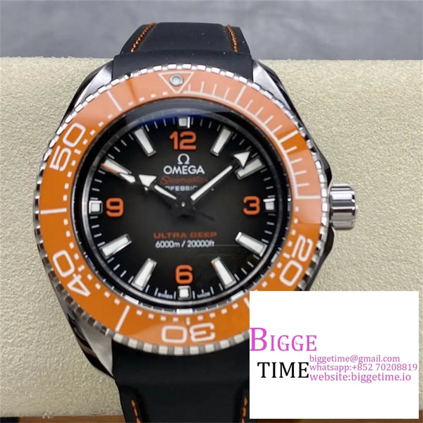 Seamaster 6000M Ultra Deep 45.5Mm Brown Dial Orange Bezel Black Rubber Strap Vsf A8912 Option1 Omega