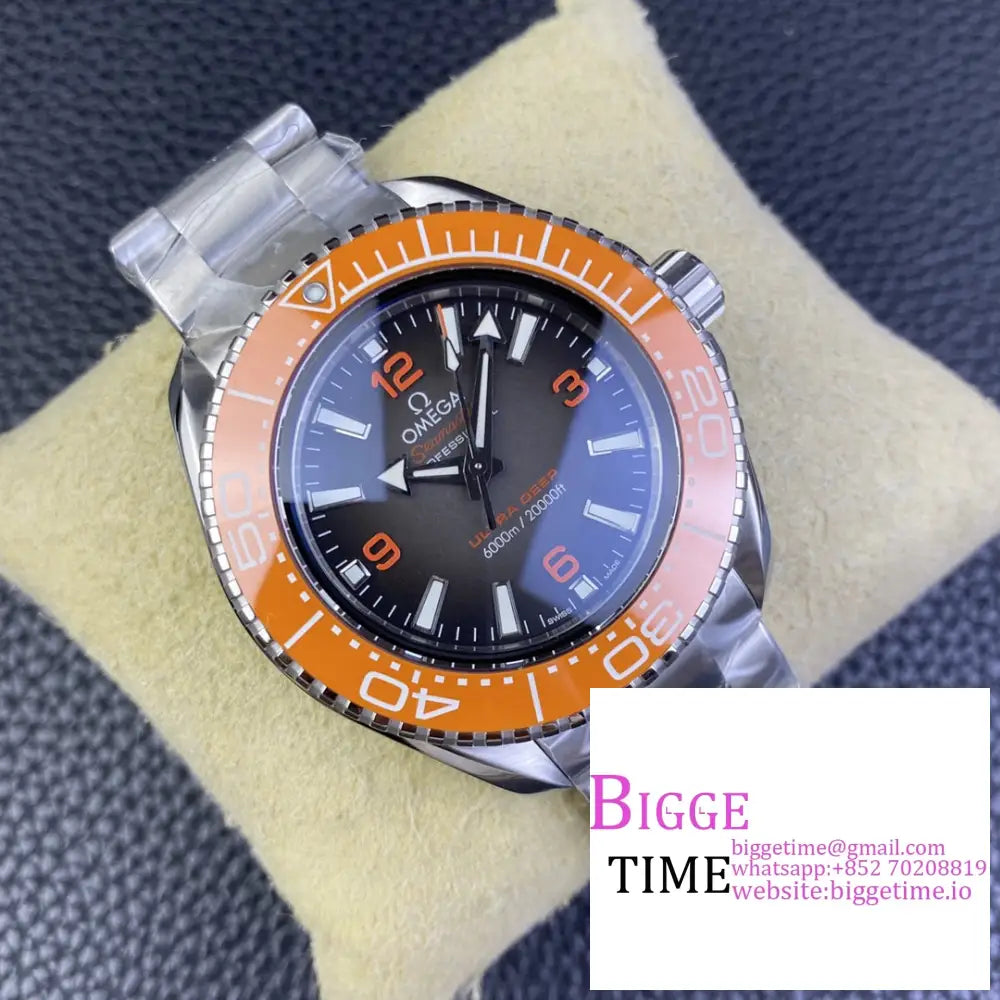 Seamaster 6000M Ultra Deep 45.5Mm Brown Dial Orange Bezel Ss Bracelet Vsf A8912 Omega