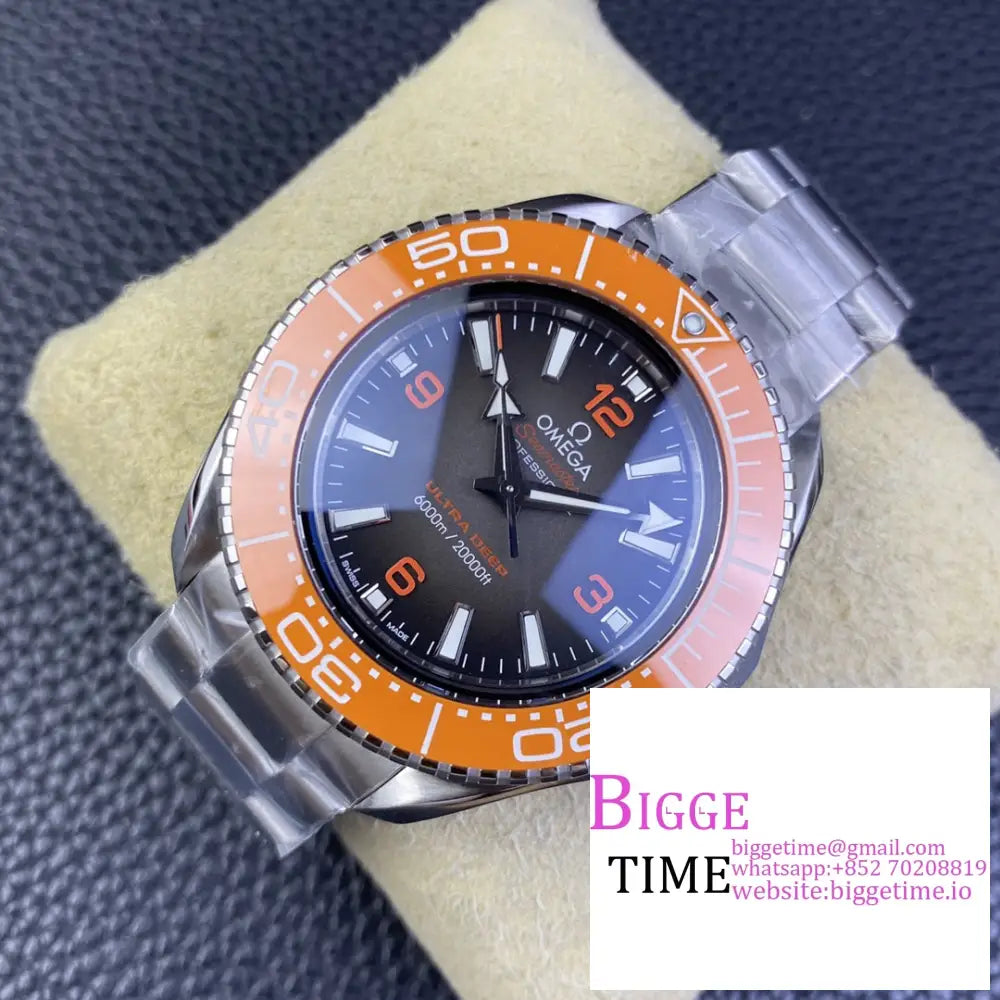 Seamaster 6000M Ultra Deep 45.5Mm Brown Dial Orange Bezel Ss Bracelet Vsf A8912 Omega