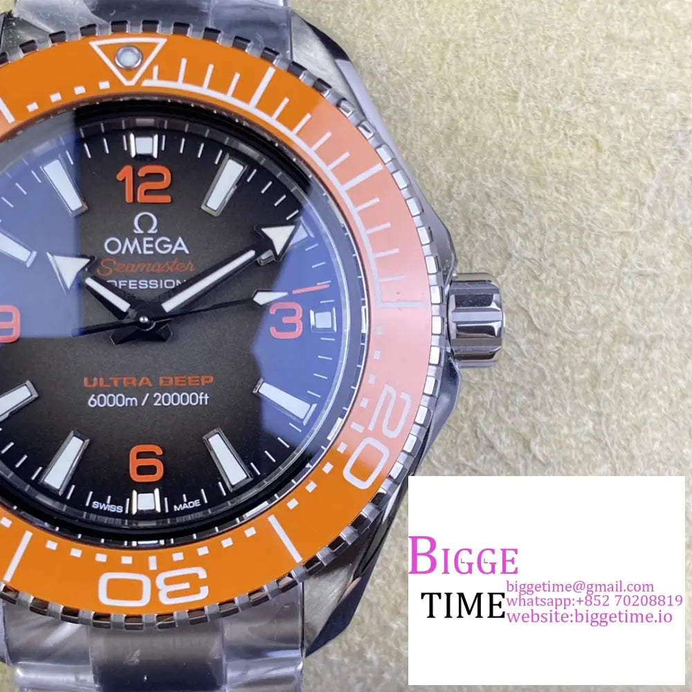 Seamaster 6000M Ultra Deep 45.5Mm Brown Dial Orange Bezel Ss Bracelet Vsf A8912 Omega