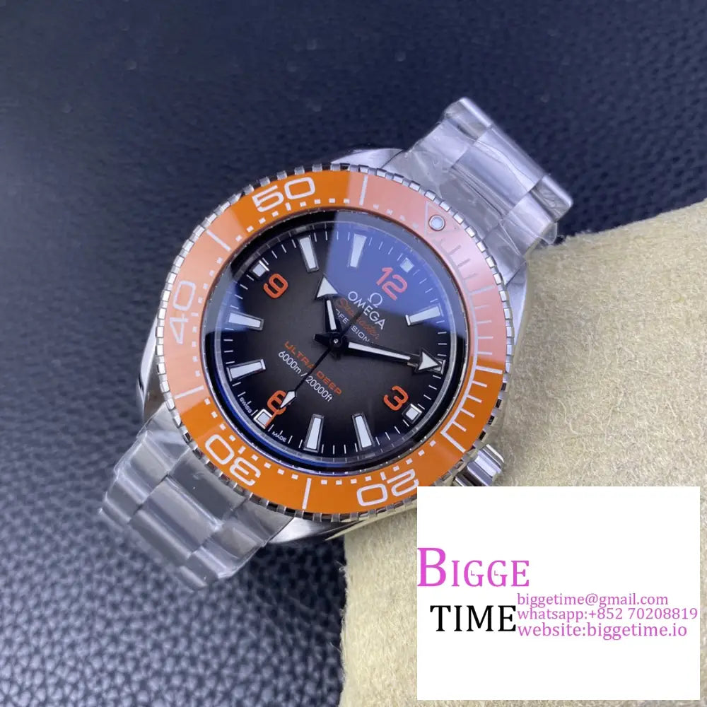 Seamaster 6000M Ultra Deep 45.5Mm Brown Dial Orange Bezel Ss Bracelet Vsf A8912 Omega