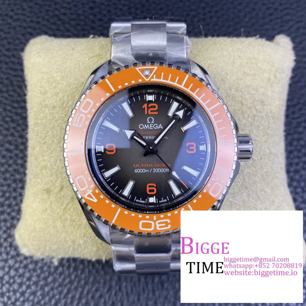 Seamaster 6000M Ultra Deep 45.5Mm Brown Dial Orange Bezel Ss Bracelet Vsf A8912 Option1 Omega