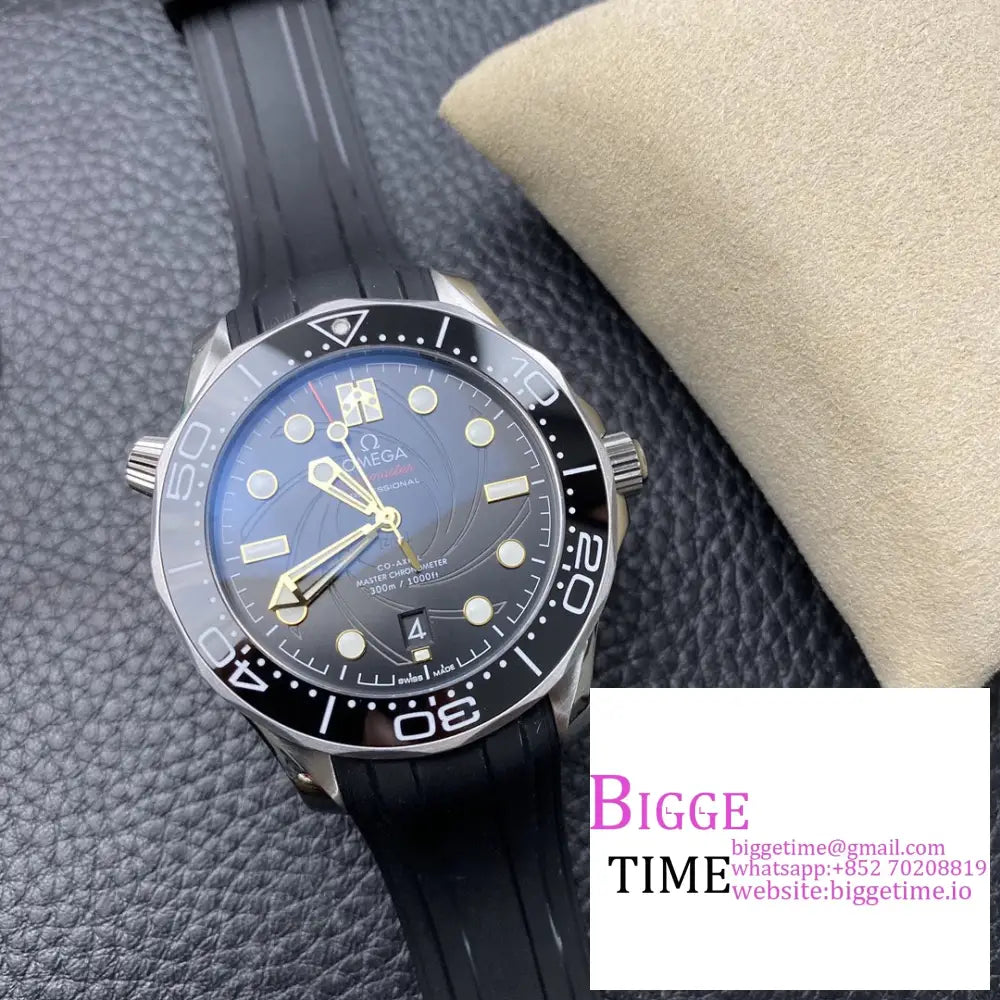 Seamaster Diver 300M 007 James Bond 42Mm Ceramic Black Dial Rubber Strap Vsf A8800 Omega