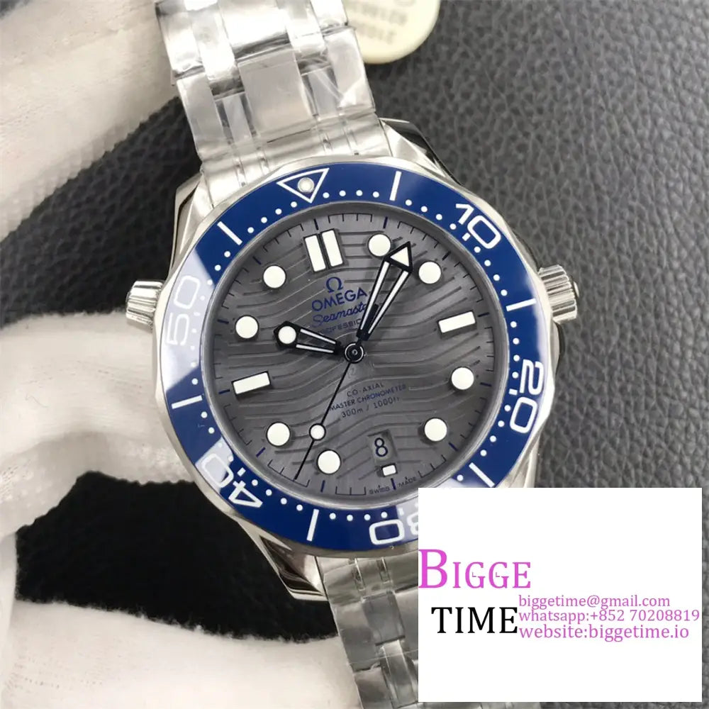 Seamaster Diver 300M 42Mm Blue Ceramic Grey Dial Ss Bracelet Vsf A8800 Omega