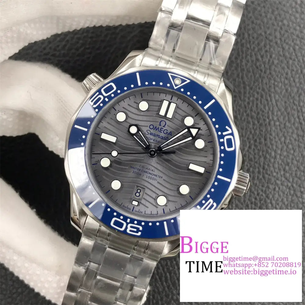 Seamaster Diver 300M 42Mm Blue Ceramic Grey Dial Ss Bracelet Vsf A8800 Omega