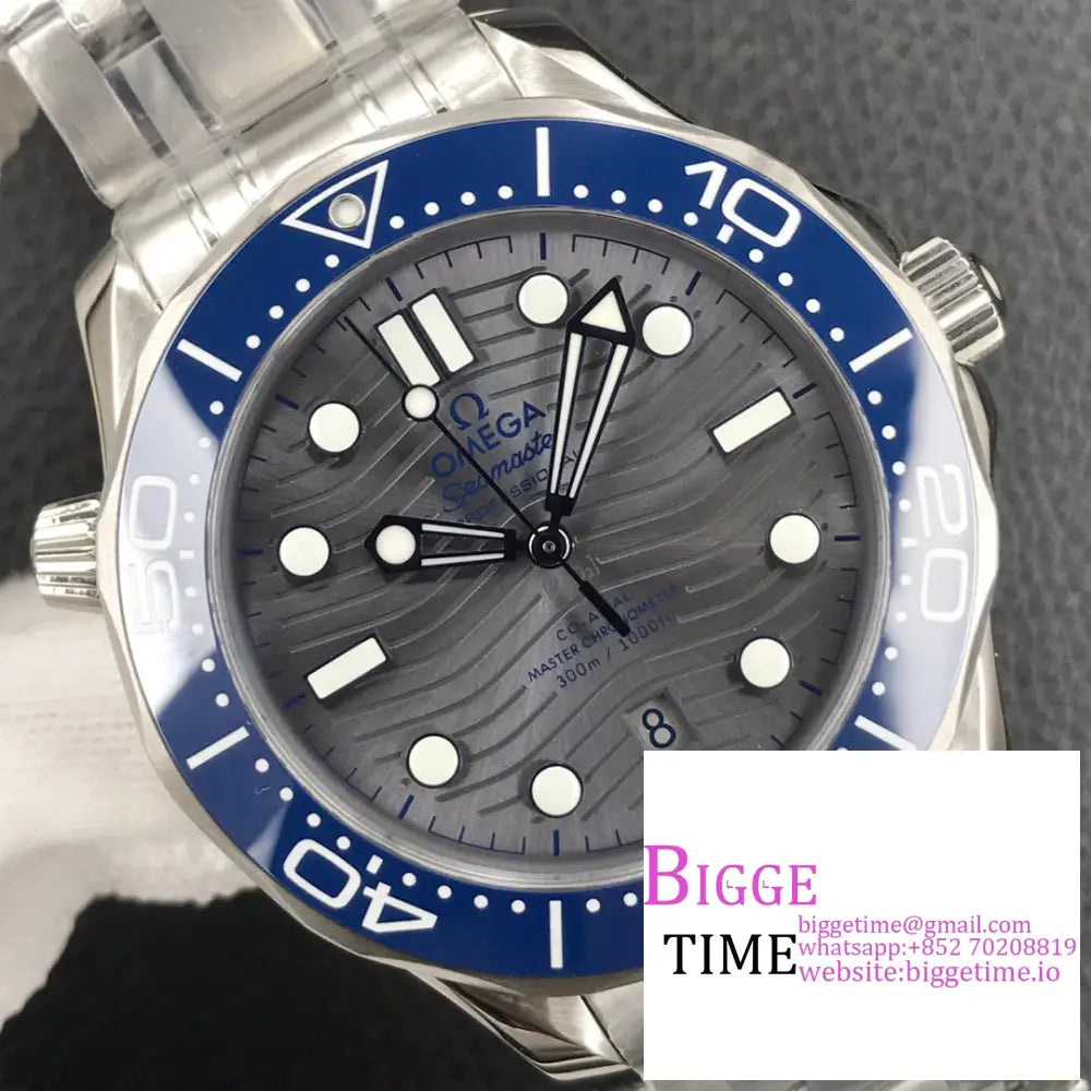 Seamaster Diver 300M 42Mm Blue Ceramic Grey Dial Ss Bracelet Vsf A8800 Omega