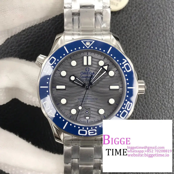 Seamaster Diver 300M 42Mm Blue Ceramic Grey Dial Ss Bracelet Vsf A8800 Option1 Omega