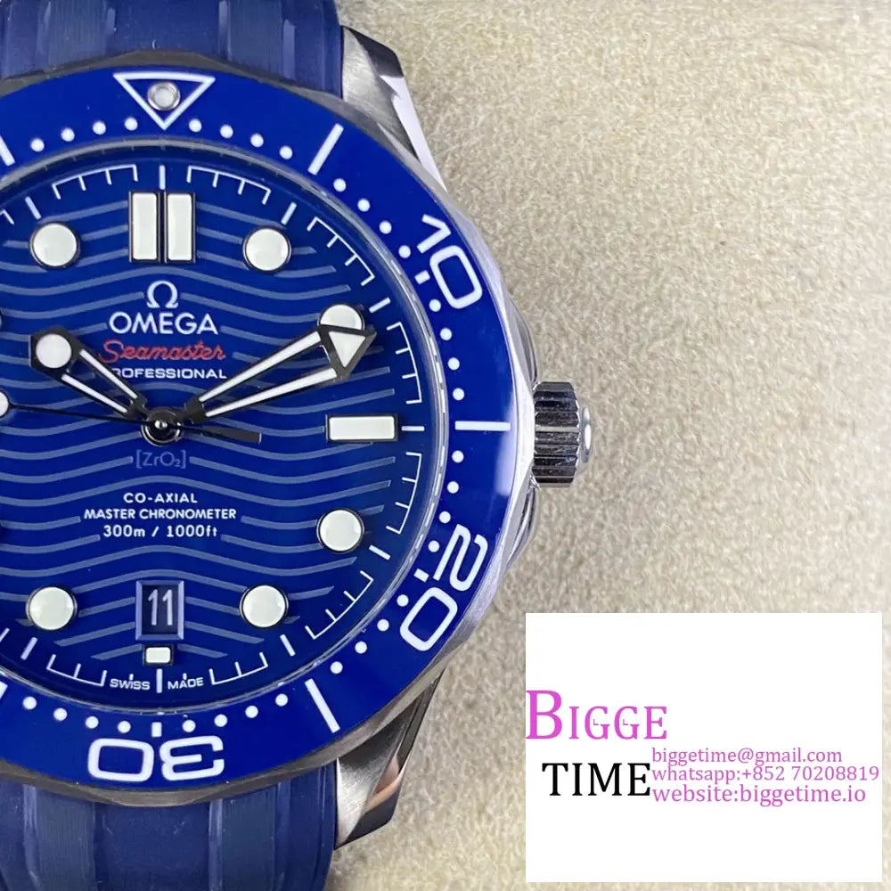 Seamaster Diver 300M 42Mm Ceramic Blue Dial Rubber Strap Vsf A8800 Omega