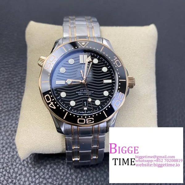 Seamaster Diver 300M 42Mm Ceramic Rg/Ss Black Dial Bracelet Vsf A8800 Option1 Omega