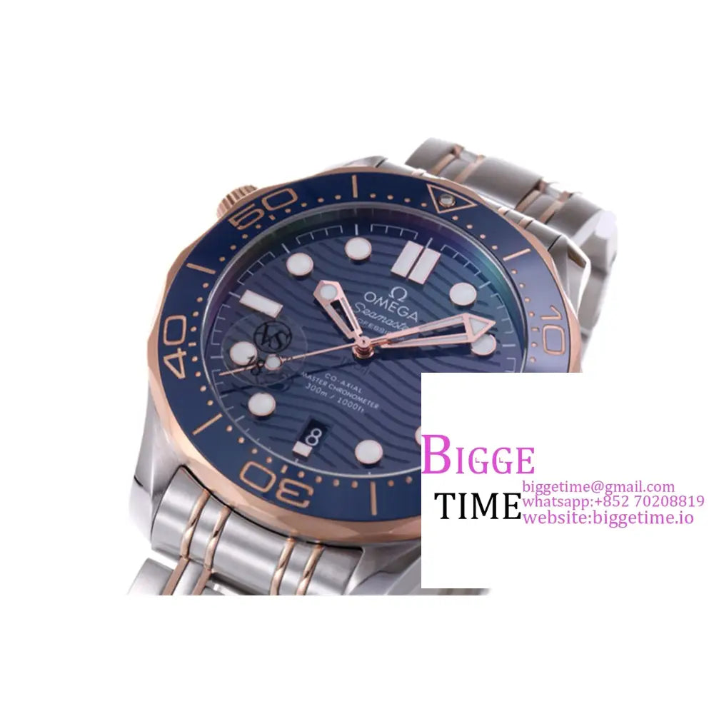 Seamaster Diver 300M 42Mm Ceramic Rg/Ss Blue Dial Bracelet Vsf A8800 Omega