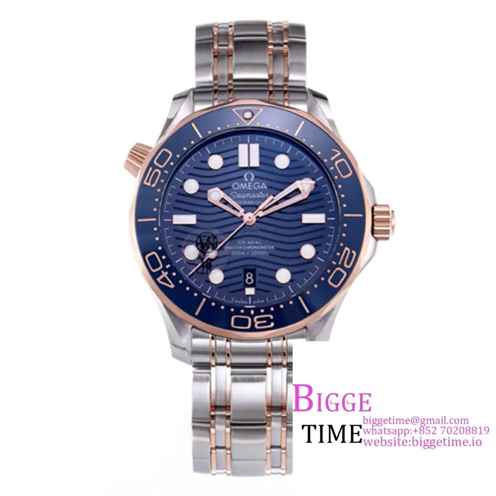 Seamaster Diver 300M 42Mm Ceramic Rg/Ss Blue Dial Bracelet Vsf A8800 Option1 Omega