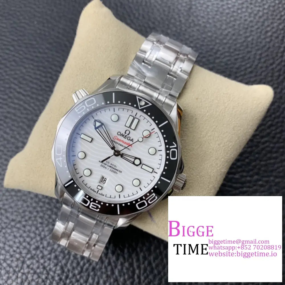 Seamaster Diver 300M 42Mm Ceramic White Dial Ss Bracelet Vsf A8800 Omega