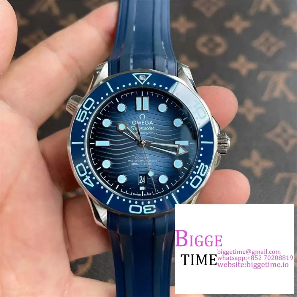 Seamaster Diver 300M 42Mm Summer Blue Dial Rubber Strap Vsf A8808 Option1 Omega