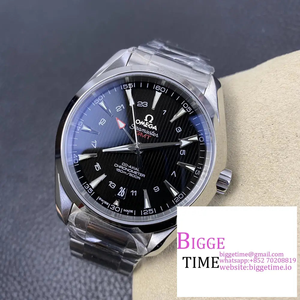 Seamaster Gmt 41.5Mm Aqua Terra 150M Black Dial Ss Bracelet Vsf A8605 Omega