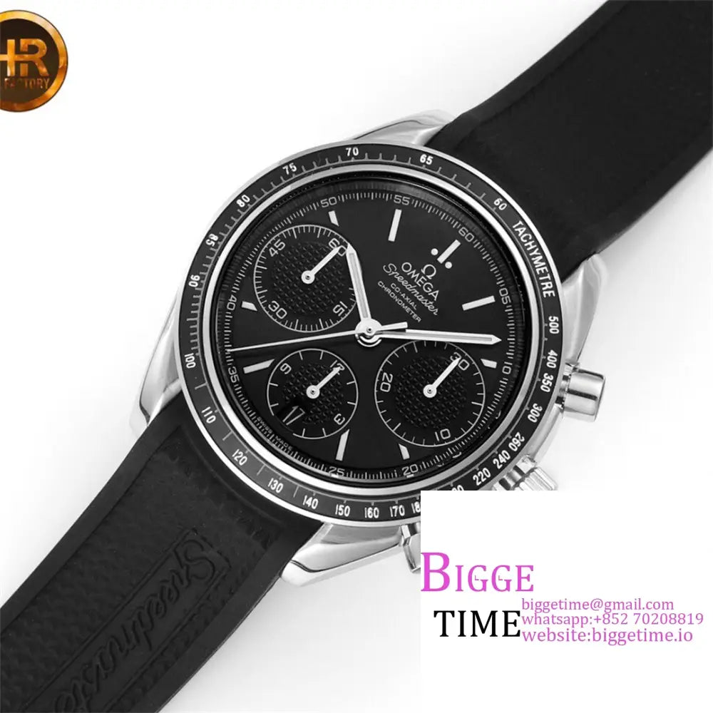 Speedmaster 40Mm Racing Master Black Dial Rubber Strap Hrf A7750 Omega