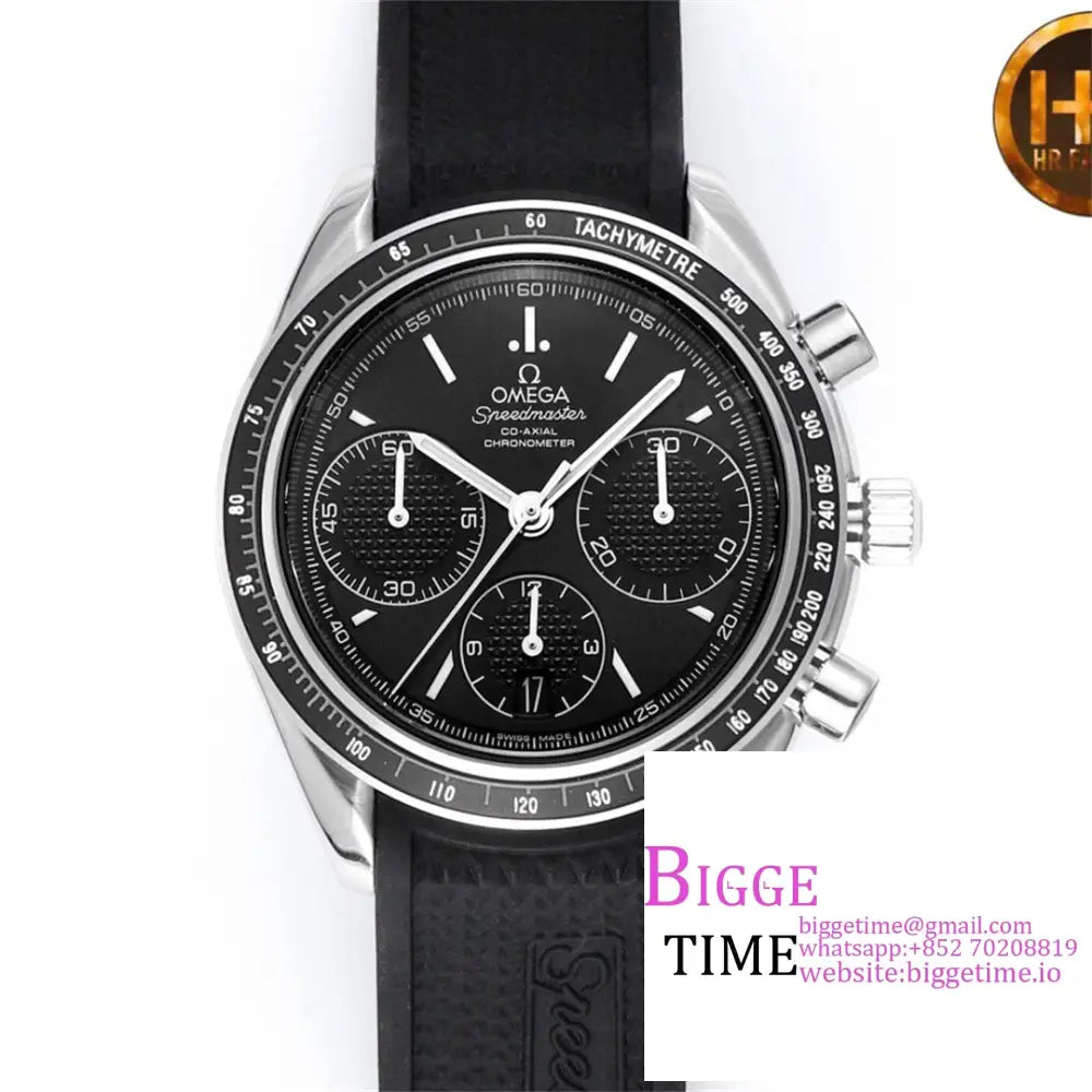 Speedmaster 40Mm Racing Master Black Dial Rubber Strap Hrf A7750 Omega