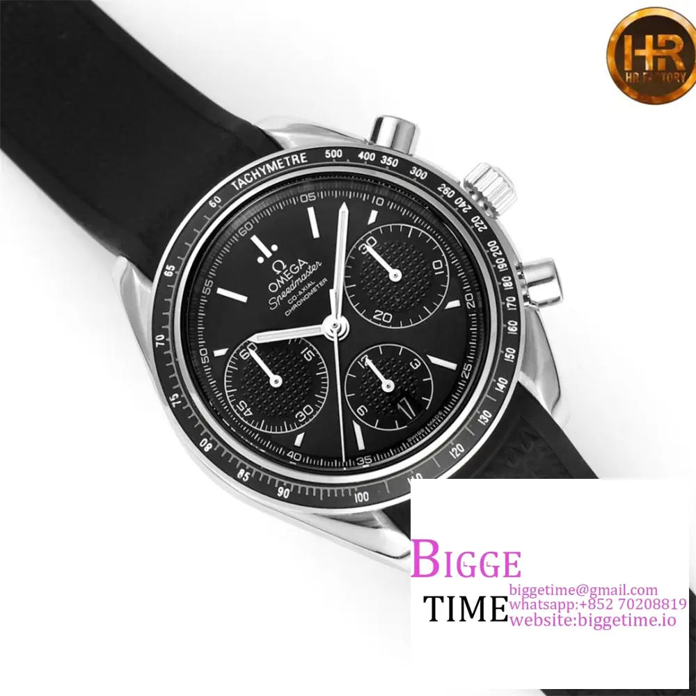 Speedmaster 40Mm Racing Master Black Dial Rubber Strap Hrf A7750 Omega