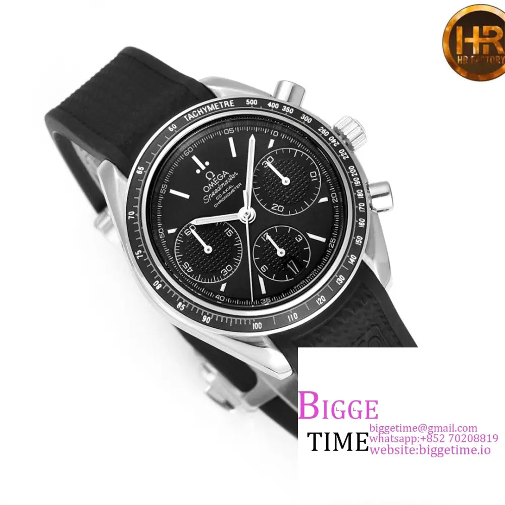 Speedmaster 40Mm Racing Master Black Dial Rubber Strap Hrf A7750 Omega