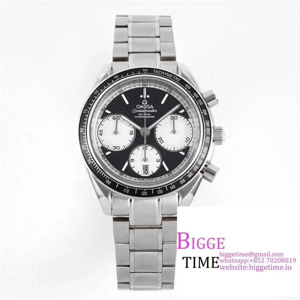 Speedmaster 40Mm Racing Master Black/White Dial Ss Bracelet Hrf A7750 Option1 Omega