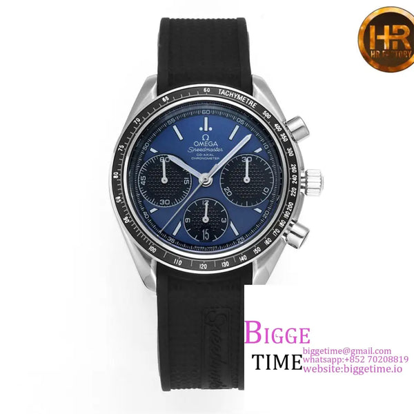 Speedmaster 40Mm Racing Master Blue/Black Dial Black Rubber Strap Hrf A7750 Option1 Omega