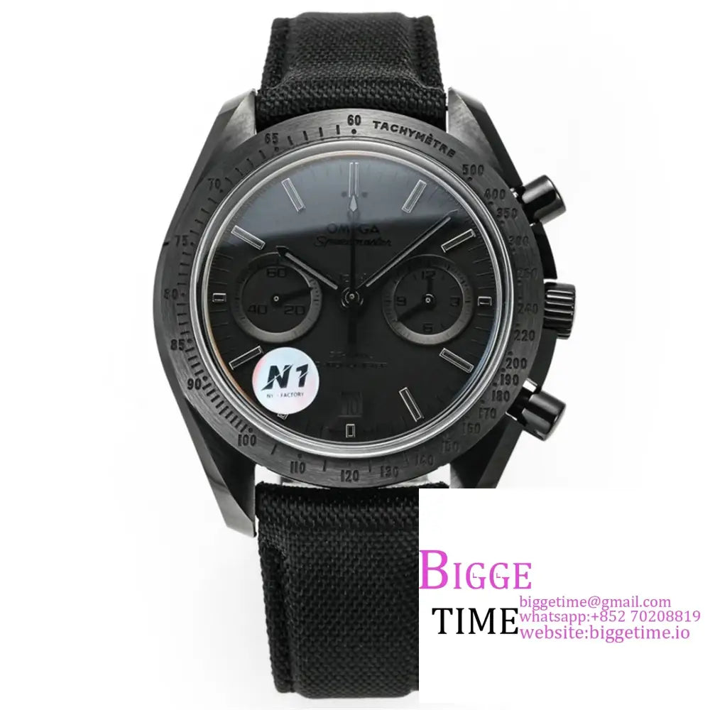 Speedmaster 44Mm “Dark Side Of The Moon” Real Ceramic Black Dial Blacknylon Strap N1F A7750